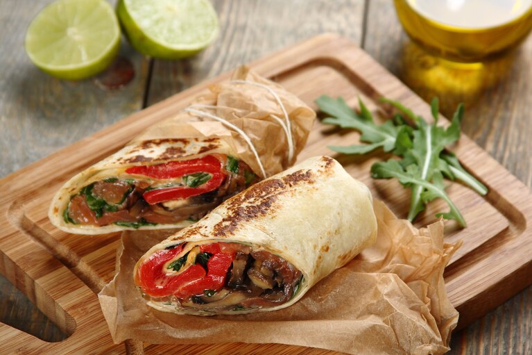 Przepis na Wrap z łososiem z grzybami portobello Wrap z łososiem z grzybami portobello