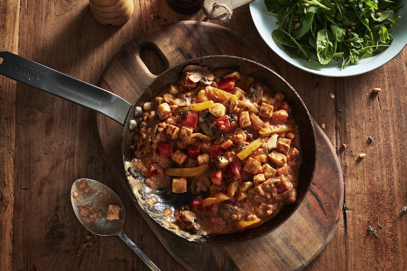 Strogonow z sera halloumi